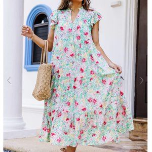 Green Floral Midi Dress